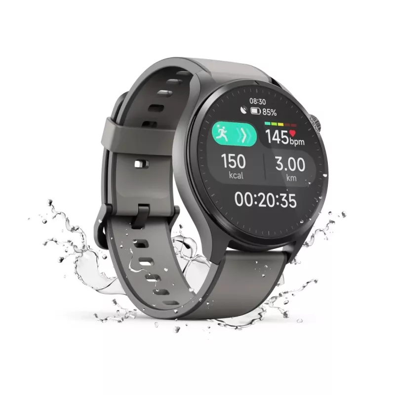 Hama Smartwatch 9000 00178627, 1,43 pulgadas (3,63 cm) AMOLED, GPS, almacenamiento de música, resistente al agua, correa de silicona, antracita