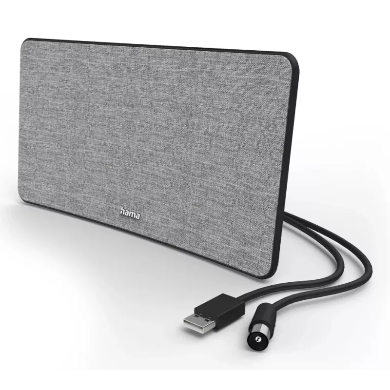 Antena de TV interior Hama diseño textil negro gris USB 2 m