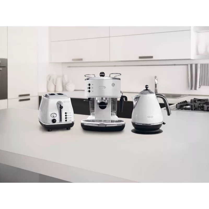 Cafetera espresso De’Longhi ECO 311.W — manual 15 bar, depósito de agua 1,4 L, 2 tazas, función de calentamiento, aparato de sobremesa