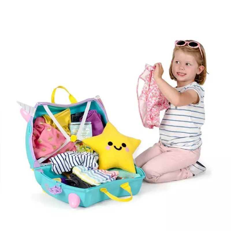 Maleta Trunki Una el unicornio 4 ruedas 18 L rosa turquesa amarillo