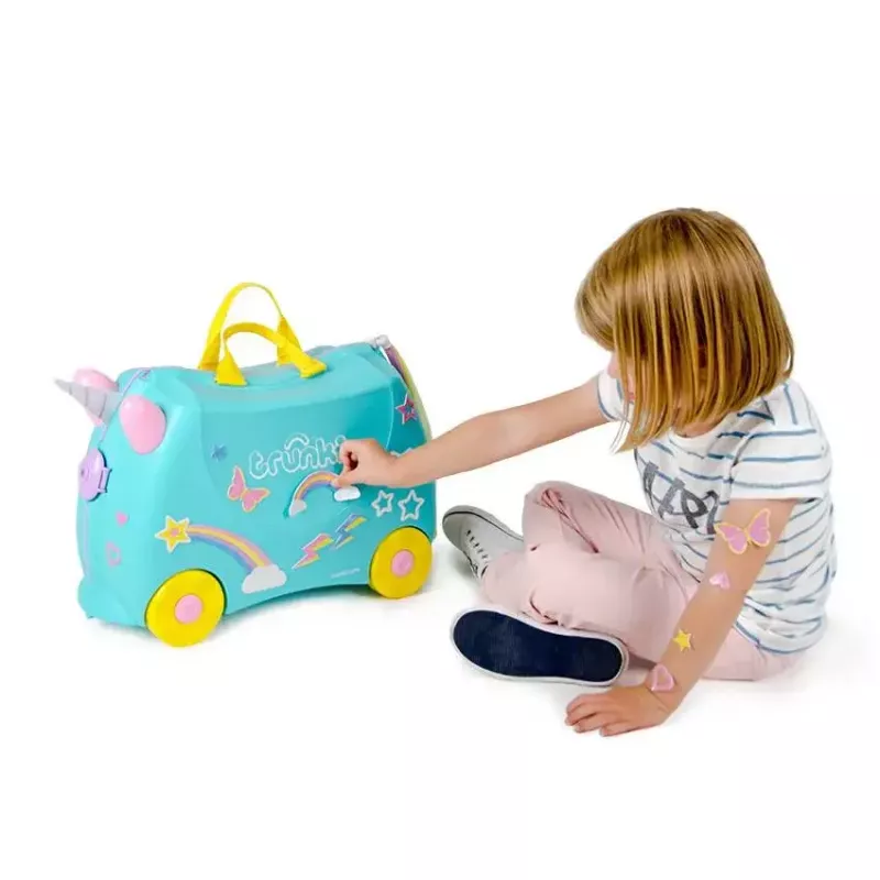 Maleta Trunki Una el unicornio 4 ruedas 18 L rosa turquesa amarillo