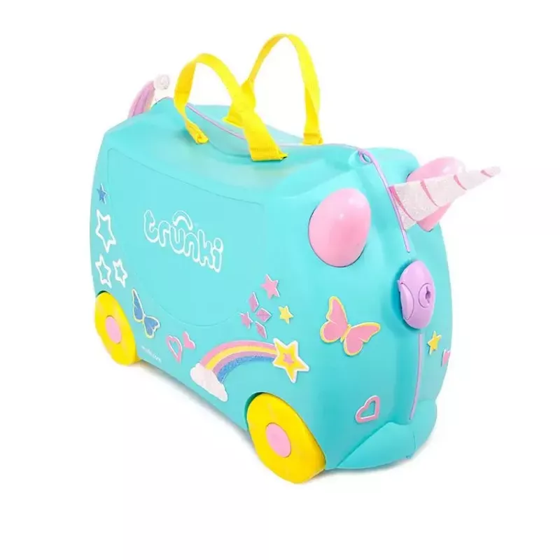 Maleta Trunki Una el unicornio 4 ruedas 18 L rosa turquesa amarillo