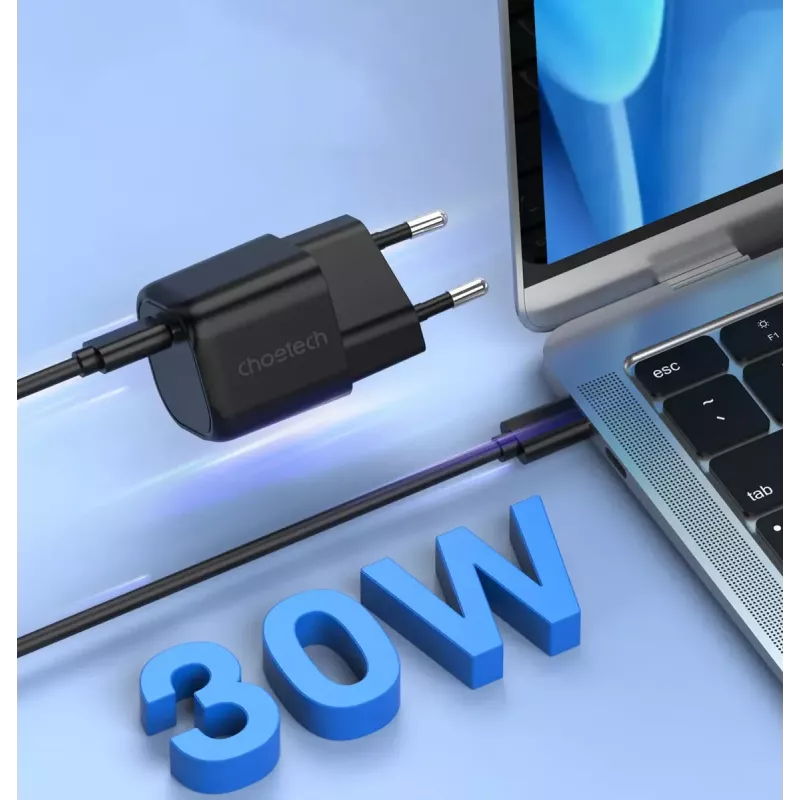Cargador CHOETECH PD5007 30W USB-C Power Delivery carga rápida para teléfonos y tablets