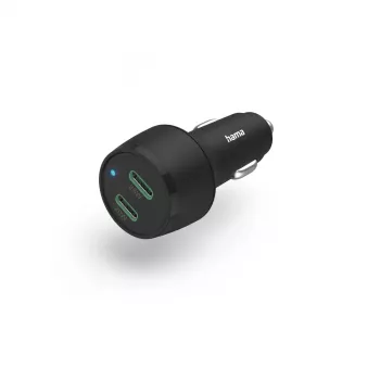 Cargador de coche Hama 00201632 carga rápida 2 conectores USB Type-C negro