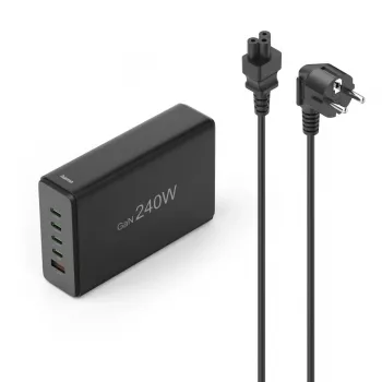 Estación de carga HAMA 201977, 240W totales, 4× USB-C, 1× USB-A, negro