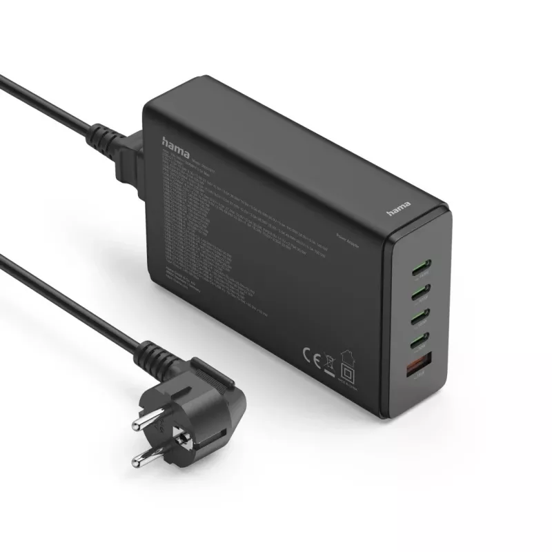 Estación de carga HAMA 201977, 240W totales, 4× USB-C, 1× USB-A, negro