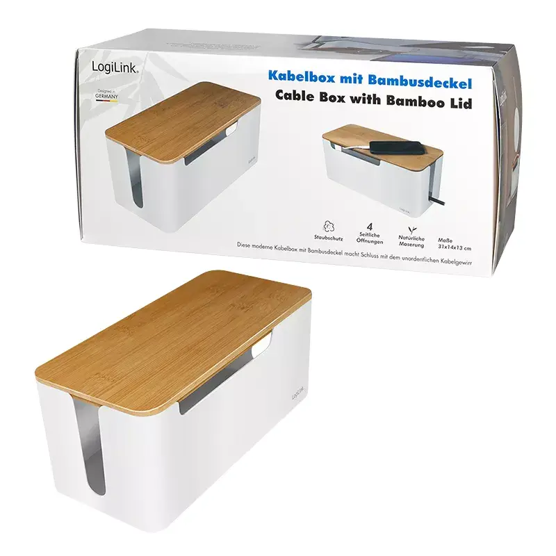 Tapa para regleta de enchufes LogiLink KAB0075 tapa de bambú blanca