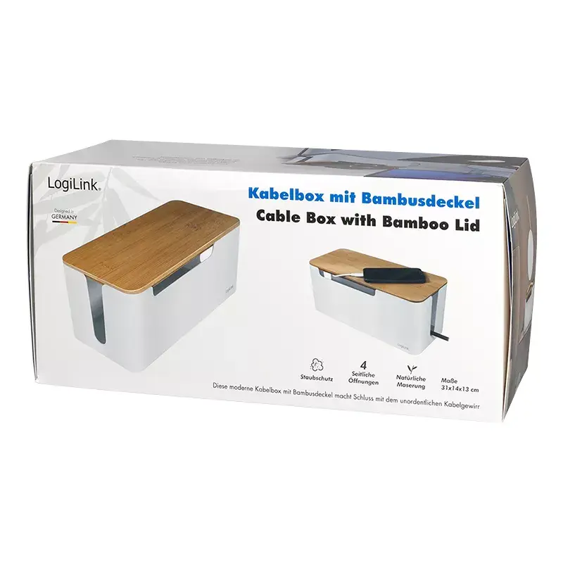 Tapa para regleta de enchufes LogiLink KAB0075 tapa de bambú blanca