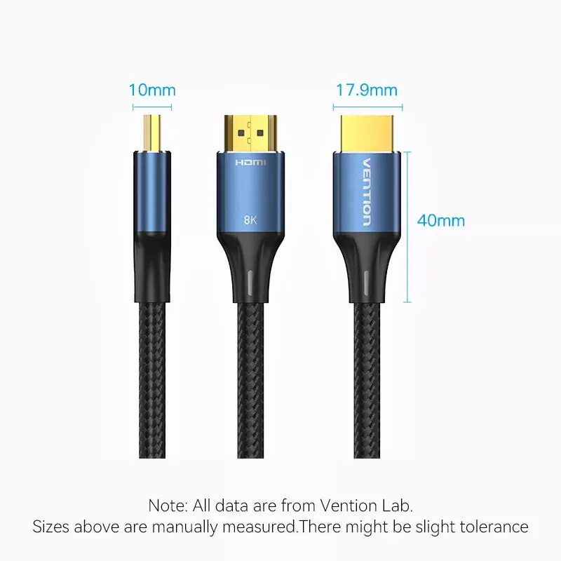 Vention Cable HDMI 2.1 trenzado de algodón, 8K 60Hz/4K 120Hz, M/M, 3 m, azul