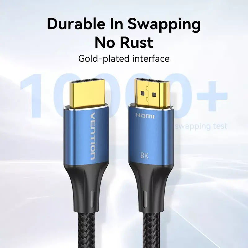 Vention Cable HDMI 2.1 trenzado de algodón, 8K 60Hz/4K 120Hz, M/M, 3 m, azul