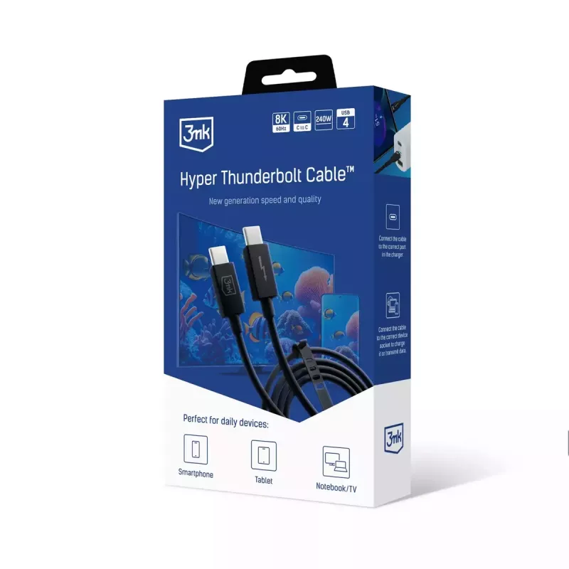 3mk Hyper Thunderbolt 4 Pro Cable, 240 W, 1 m