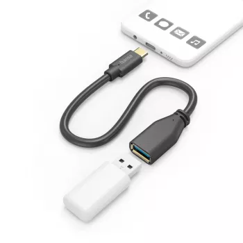 Cable USB Hama 00201605 USB 3.2 Gen 1 (3.1 Gen 1) 0,15 m USB-C USB-A negro
