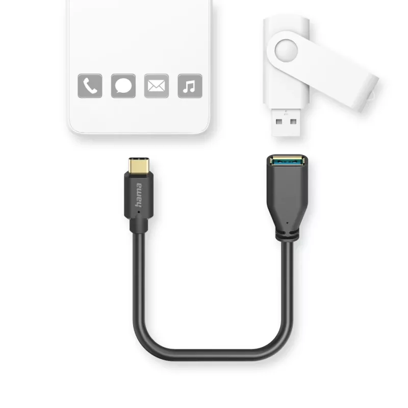 Cable USB Hama 00201605 USB 3.2 Gen 1 (3.1 Gen 1) 0,15 m USB-C USB-A negro
