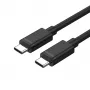 Cable USB-C a USB-C Unitek Y-C477BK01-2M, USB 3.2 Gen 1, 2 m, 5 Gbit/s, PD 60 W, negro