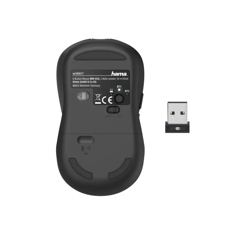Ratón Hama MW-650 oficina diestro Bluetooth + USB Type-A óptico 2400 DPI
