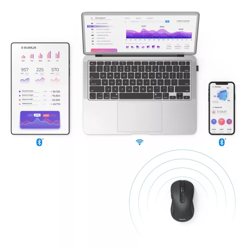 Ratón Hama MW-650 oficina diestro Bluetooth + USB Type-A óptico 2400 DPI