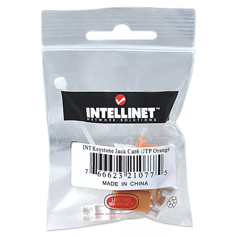 Conector Keystone Intellinet, Cat6, UTP, Punch-down, Naranja