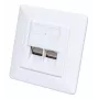 Toma de pared RJ45 Intellinet 2 puertos Cat6 10G apantallada, montaje empotrado con marco embellecedor, STP, Blanco señal RAL9003