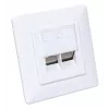 Toma de pared RJ45 Intellinet 2 puertos Cat6 10G apantallada, montaje empotrado con marco embellecedor, STP, Blanco señal RAL9003