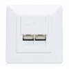 Toma de pared RJ45 Intellinet 2 puertos Cat6 10G apantallada, montaje empotrado con marco embellecedor, STP, Blanco señal RAL9003