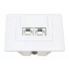 Toma de pared RJ45 Intellinet 2 puertos Cat6 10G apantallada, montaje empotrado con marco embellecedor, STP, Blanco señal RAL9003