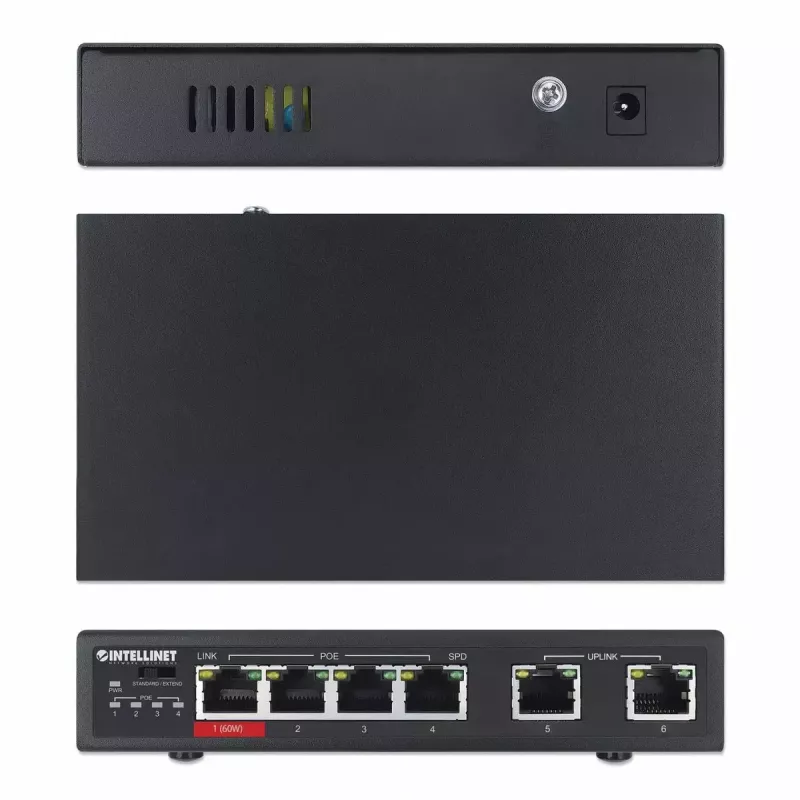 Switch Fast Ethernet Intellinet 6 puertos 4 puertos PoE 65W de presupuesto de potencia