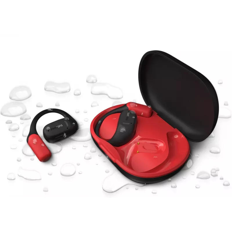 Philips Serie 6000 TAA6709BK/00 Auriculares True Wireless Stereo (TWS) Ear-Hook Deporte Bluetooth Negro, Rojo