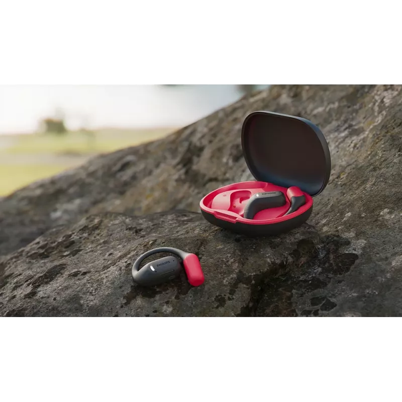 Philips Serie 6000 TAA6709BK/00 Auriculares True Wireless Stereo (TWS) Ear-Hook Deporte Bluetooth Negro, Rojo