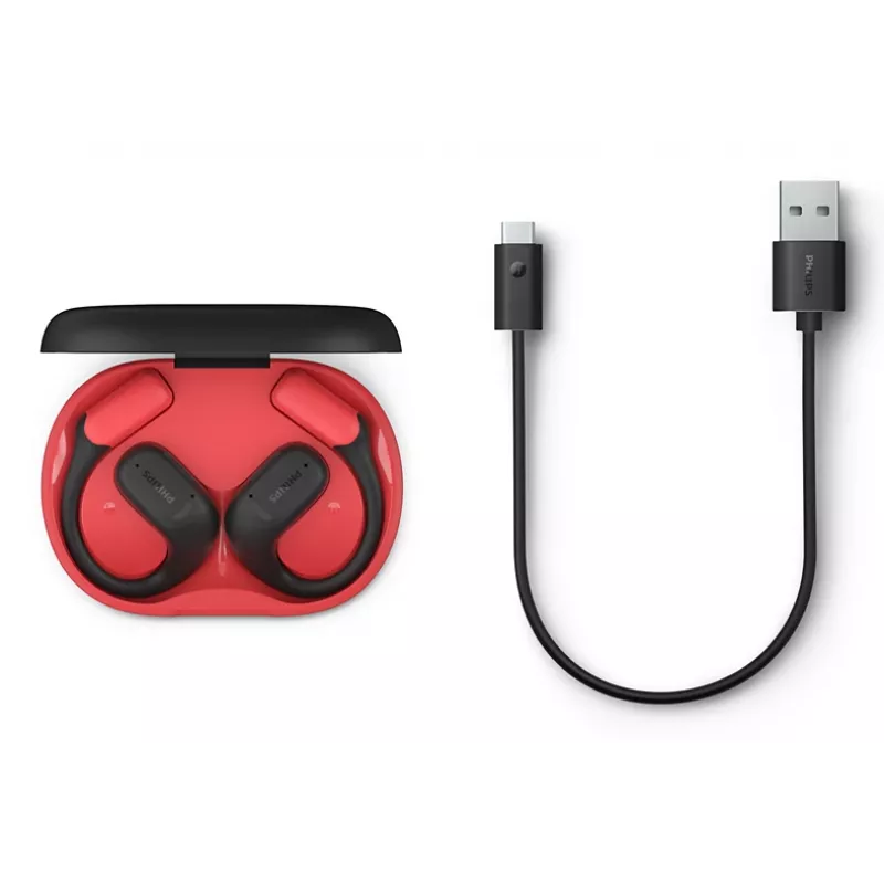 Philips Serie 6000 TAA6709BK/00 Auriculares True Wireless Stereo (TWS) Ear-Hook Deporte Bluetooth Negro, Rojo