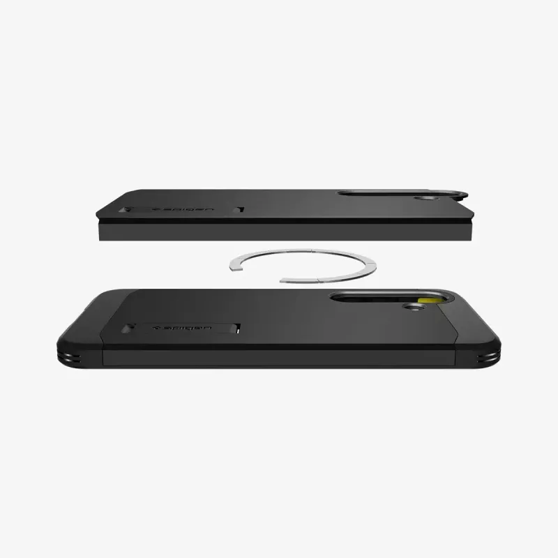 Spigen Galaxy S25 Funda Tough Armor AI Negro Funda con soporte de mesa