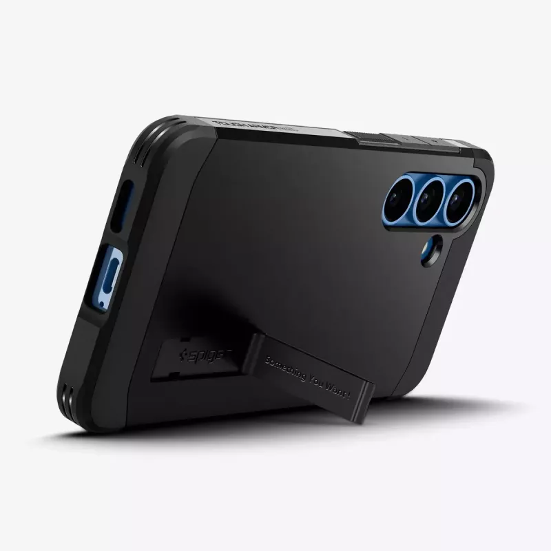 Spigen Galaxy S25 Funda Tough Armor AI Negro Funda con soporte de mesa