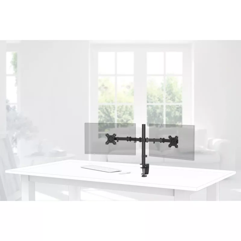 Hama 00118491 FULLMOTION soporte de escritorio para dos monitores, 13-32 pulgadas (81,3 cm), VESA 75x75/100x100, máx. 8 kg, negro
