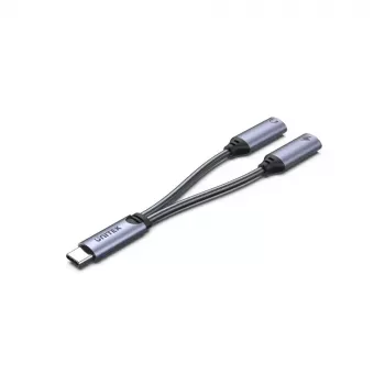 Adaptador de audio UNITEK M206A USB Type-C Aluminio Negro Gris