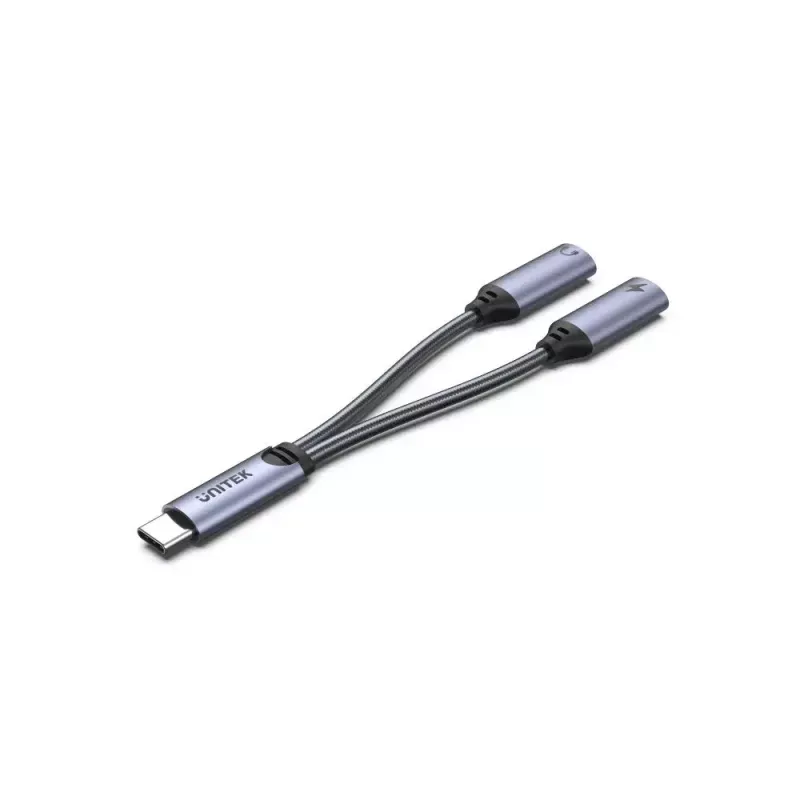 Adaptador de audio UNITEK M206A USB Type-C Aluminio Negro Gris
