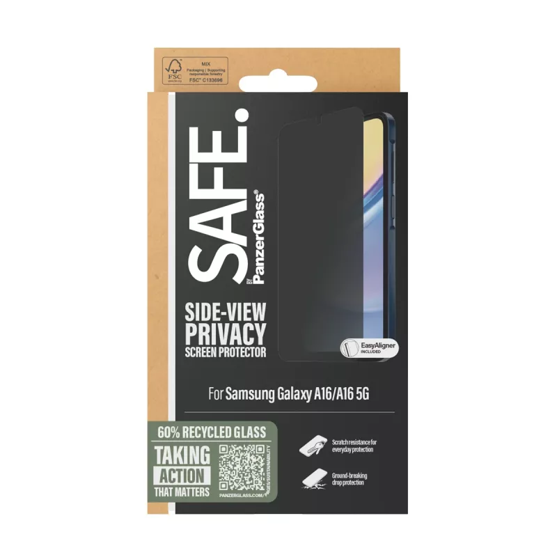 Protector de pantalla con filtro de privacidad PanzerGlass SAFE. by ® Samsung Galaxy A16 | A16 5G | Ultra-Wide Fit