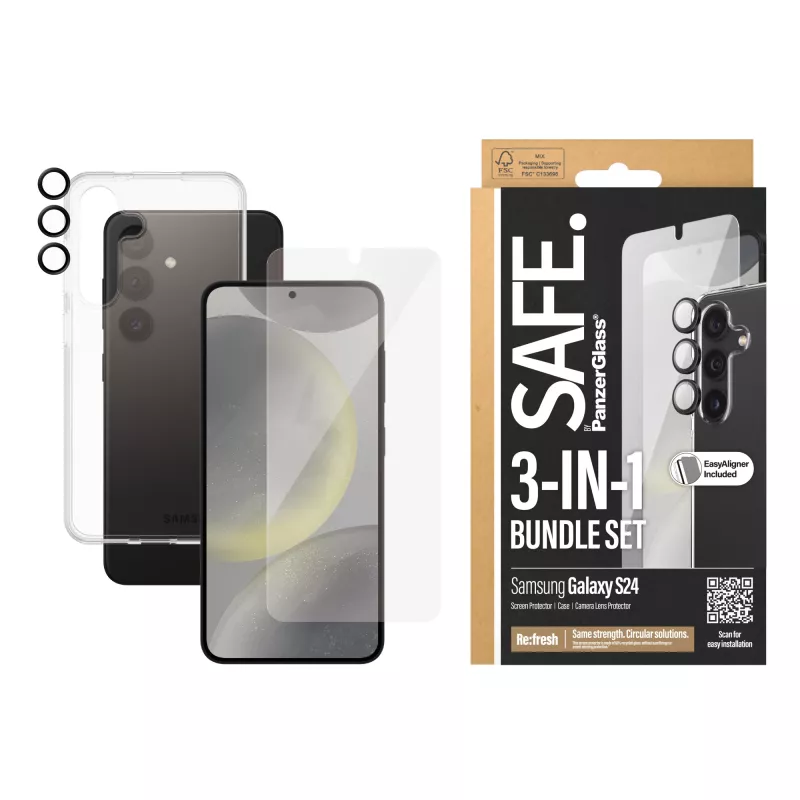 Pack 3 en 1 PanzerGlass SAFE. by ® Samsung Galaxy S24
