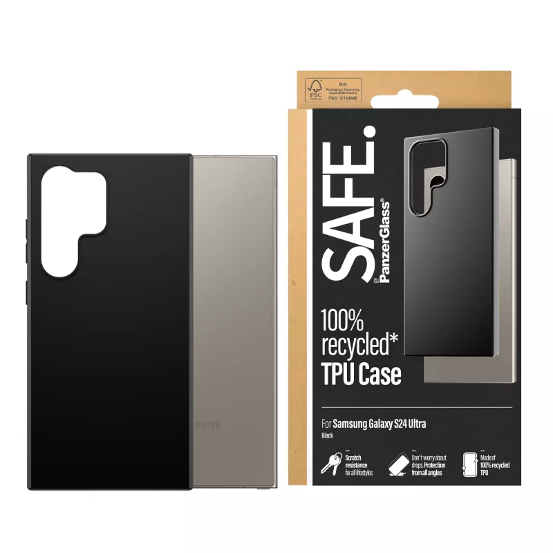 Funda TPU PanzerGlass SAFE Samsung Galaxy S24 Ultra Negra Transparente Protección