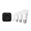 Set de iluminación inteligente Philips Hue White and Colour Ambience Starter Kit — 3 lámparas inteligentes E27, interruptor de regulación, Bridge Pro, Bluetooth/Zigbee