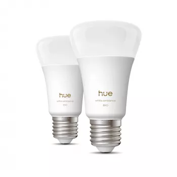 Bombilla inteligente Philips A60 E27 — Bluetooth/Zigbee, 6 W, 810 lm, blanca, pack de 2