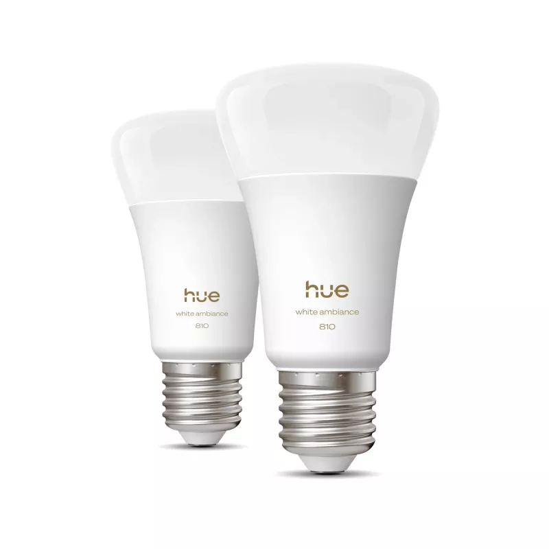 Bombilla inteligente Philips A60 E27 — Bluetooth/Zigbee, 6 W, 810 lm, blanca, pack de 2