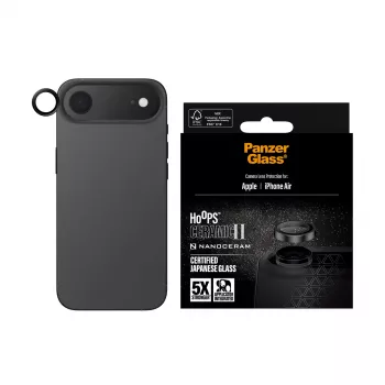 PanzerGlass Hoops Ceramic II Protector de objetivo de cámara iPhone Air Resistente a arañazos Resistente a golpes Negro