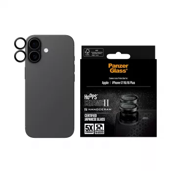 Protector de cámara PanzerGlass Hoops Cerámica II para iPhone 17 16 16 Plus resistente a arañazos resistente a golpes