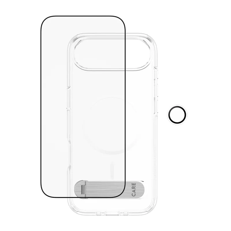 Pack de protección PanzerGlass CARE 3-in-1 Feature Kick para iPhone Air — cristal templado, PET, silicona, transparente