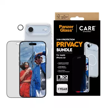 Funda protectora PanzerGlass CARE para iPhone 17 Air — Privacy 3-in-1