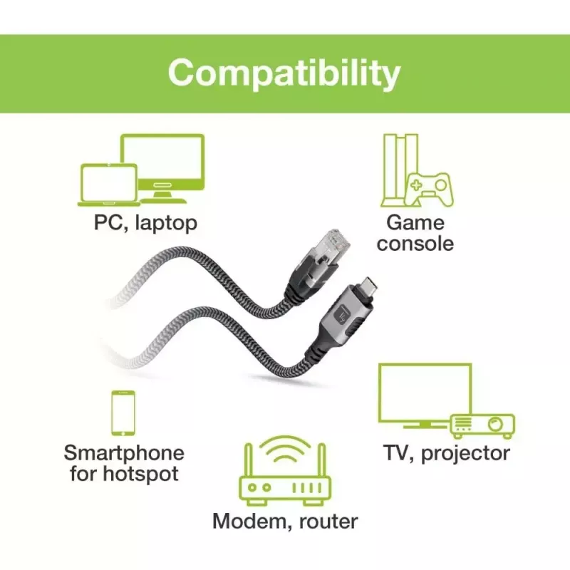Cable de red TECHLY USB-C a Gigabit Ethernet RJ45, Cat6, 3 m, USB 3.2 Gen 1, F/UTP, negro