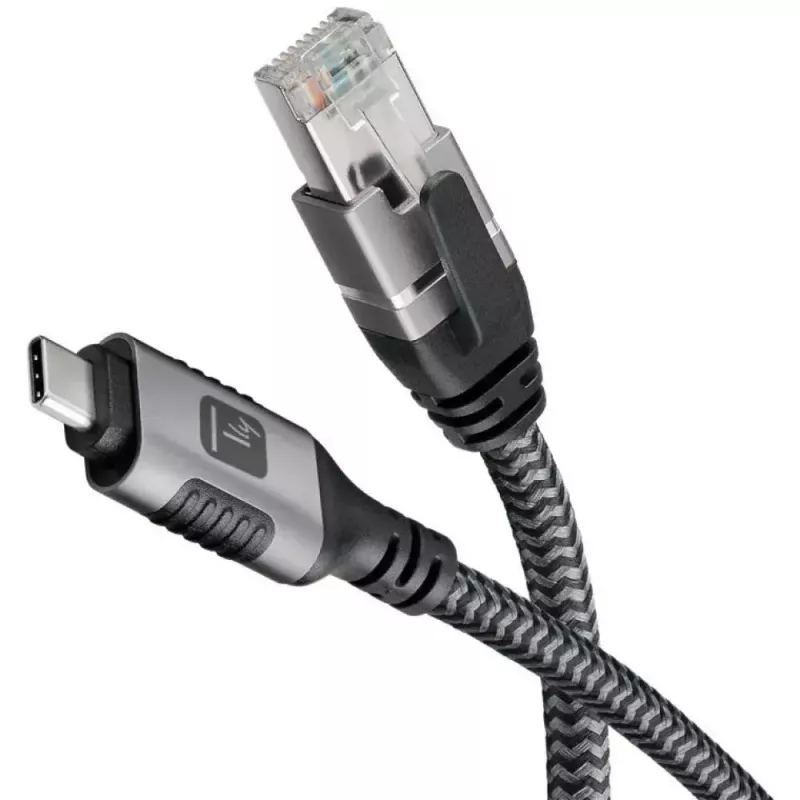 Cable de red TECHLY USB-C a Gigabit Ethernet RJ45, Cat6, 3 m, USB 3.2 Gen 1, F/UTP, negro