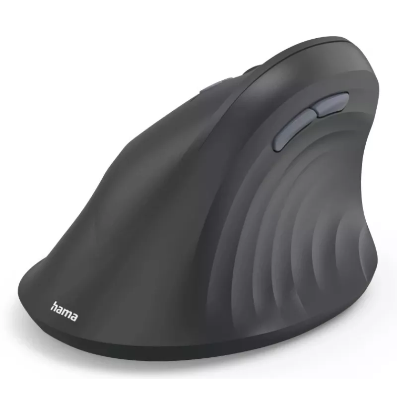 Hama 00173089 EWM-500L ratón vertical ergonómico, para zurdos, inalámbrico RF, óptico 1800 DPI, negro