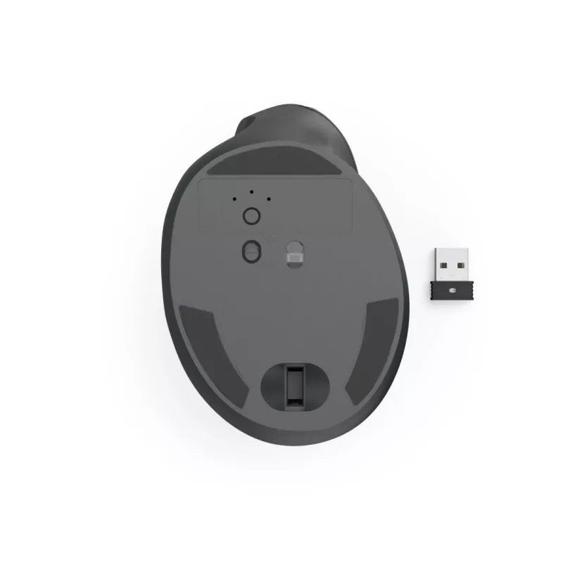 Hama 00173089 EWM-500L ratón vertical ergonómico, para zurdos, inalámbrico RF, óptico 1800 DPI, negro