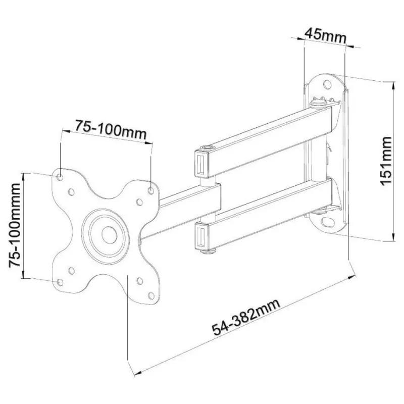 Techly soporte de pared para LCD LED 33-76,2 cm (13-30 inch) inclinable 2 articulaciones negro ICA-LCD 923B