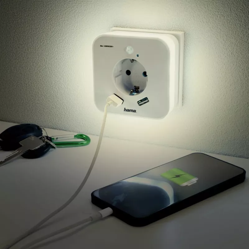 Luz nocturna de enchufe Hama 00223507 blanco cálido LED 3000K